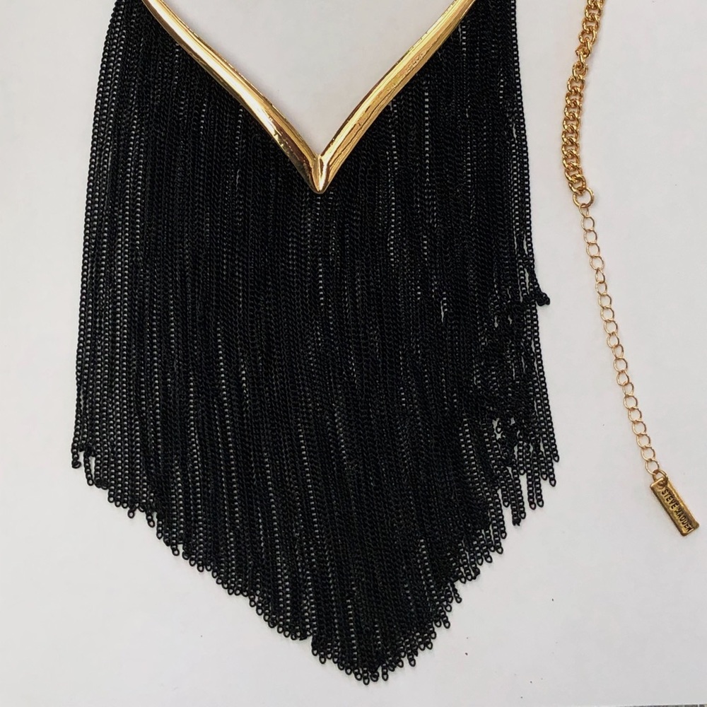 Steve Madden black chains statement necklace